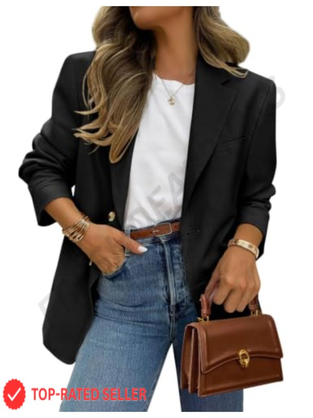 Notch Lapel Open Front Blazer Long Sleeve Business Casual